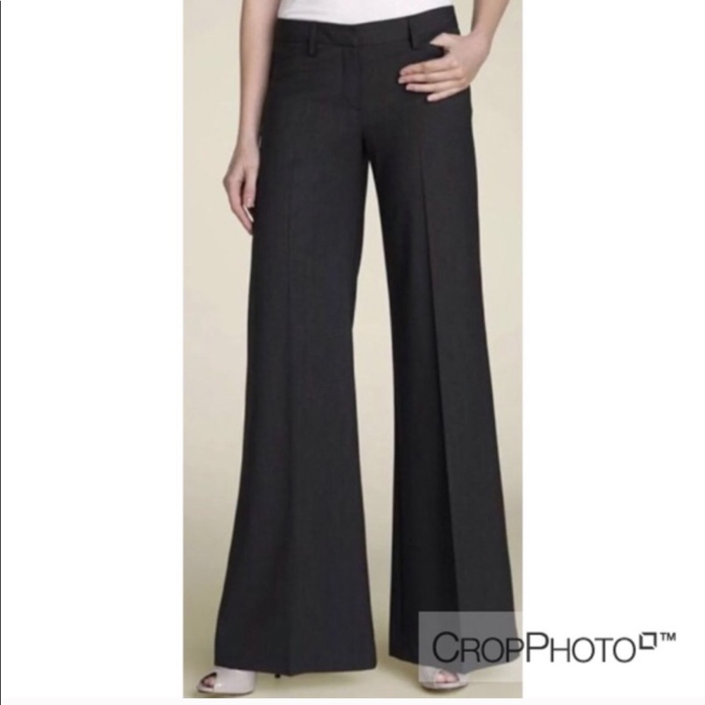 Drag grey wool blend theory wide leg pants